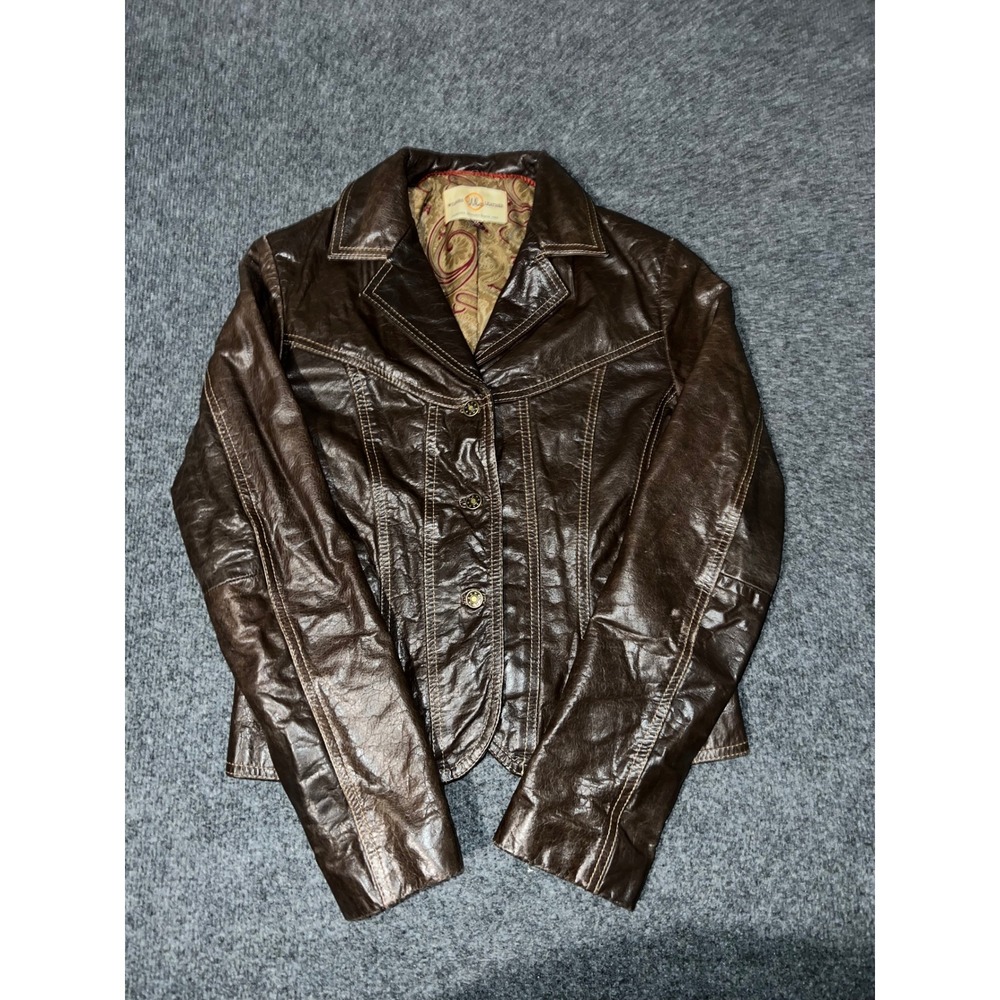 Vintage 90s Wilsons Leather Brown Genuine Leather Jacket Womens XS Paisley